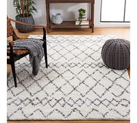 SAFAVIEH Tapis Shag Pour Salon, Salle à manger, Chambre à coucher - Berber Shag Collection, Tapis à poil court, Crème et gris clair, 122 X 183 cm