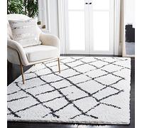SAFAVIEH Tapis Shag Pour Salon, Salle à manger, Chambre à coucher - Berber Shag Collection, Tapis à poil court, Crème et Marron, 122 X 183 cm