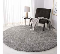 SAFAVIEH Tapis Shag Pour Salon, Salle à manger, Chambre à coucher - California Shag Collection, Tapis à poil long, Argent, 122 X 122 cm