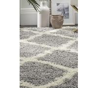 SAFAVIEH Tapis Shag Pour Salon, Salle à manger, Chambre à coucher - Dallas Shag Collection, Tapis à poil long, Gris et Ivoire, 122 X 183 cm