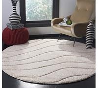 SAFAVIEH Tapis Shag pour Salon, Salle à Manger, Chambre à Coucher - Florida Shag Collection, Tapis à Poil Long, Crème, 152 X 152 cm