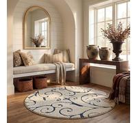 SAFAVIEH Tapis Shag pour Salon, Salle à Manger, Chambre à Coucher - Florida Shag Collection, Tapis à Poil Long, Crème et Bleu, 122 X 122 cm