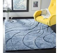 SAFAVIEH Tapis Shag pour Salon, Salle à Manger, Chambre à Coucher - Florida Shag Collection, Tapis à Poil Long, Gris et Gris Clair, 69 X 213 cm