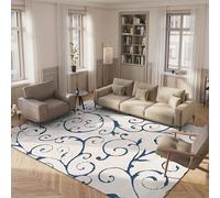 SAFAVIEH Tapis Shag Pour Salon, Salle à manger, Chambre à coucher - Florida Shag Collection, Tapis à poil long, Crème et Bleu, 160 X 229 cm