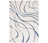 SAFAVIEH Tapis Shag pour Salon, Salle à Manger, Chambre à Coucher - Florida Shag Collection, Tapis à Poil Long, Crème et Bleu, 61 X 91 cm