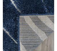 SAFAVIEH Tapis Shag pour Salon, Salle à Manger, Chambre à Coucher - Florida Shag Collection, Tapis à Poil Long, Bleu foncé et crème, 69 X 152 cm