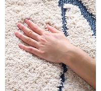SAFAVIEH Tapis Shag pour Salon, Salle à Manger, Chambre à Coucher - Florida Shag Collection, Tapis à Poil Long, Crème et Bleu, 99 X 160 cm