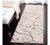 Safavieh Tapis Shag pour Salon, Salle à Manger, Chambre à Coucher - Florida Shag Collection, Tapis à Poil Long, Crème et Beige, 69 X 213 cm