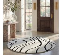 Safavieh Tapis Shag pour Salon, Salle à Manger, Chambre à Coucher - Florida Shag Collection, Tapis à Poil Long, Crème et Noir, 122 X 122 cm