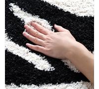 SAFAVIEH Tapis Shag Pour Salon, Salle à manger, Chambre à coucher - Florida Shag Collection, Tapis à poil long, Ivoire et noir, 99 X 160 cm