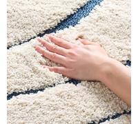SAFAVIEH Tapis Shag Pour Salon, Salle à manger, Chambre à coucher - Florida Shag Collection, Tapis à poil long, Crème et Bleu, 122 X 122 cm