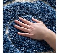 SAFAVIEH Tapis Shag pour Salon, Salle à Manger, Chambre à Coucher - Florida Shag Collection, Tapis à Poil Long, Bleu foncé et crème, 122 X 183 cm
