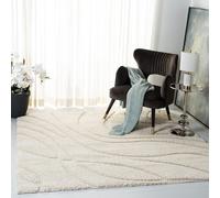 SAFAVIEH Tapis Shag pour Salon, Salle à Manger, Chambre à Coucher - Florida Shag Collection, Tapis à Poil Long, Crème, 200 x 200 cm