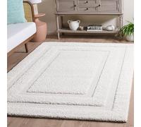 SAFAVIEH Tapis Shag pour Salon, Salle à Manger, Chambre à Coucher - Florida Shag Collection, Tapis à Poil Long, Crème et Crème, 122 X 122 cm