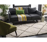 SAFAVIEH Tapis Shag pour Salon, Salle à Manger, Chambre à Coucher - Hudson Shag Collection, Tapis à Poil Long, Ivoire et Gris, 76 X 183 cm
