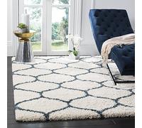 Safavieh Tapis Shag pour Salon, Salle à Manger, Chambre à Coucher - Hudson Shag Collection, Tapis à Poil Long, Ivoire et Bleu Ardoise, 122 X 183 cm