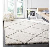 SAFAVIEH Tapis Shag Pour Salon, Salle à manger, Chambre à coucher - Hudson Shag Collection, Tapis à poil long, Ivoire et Gris, 155 X 229 cm