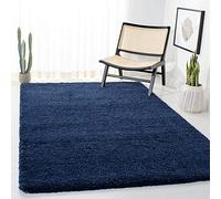 SAFAVIEH Tapis Shag pour Salon, Salle à Manger, Chambre à Coucher - Milan Shag Collection, Tapis à Poil Long, Bleu Marine, 155 X 244 cm