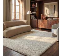 SAFAVIEH Tapis Shag pour Salon, Salle à Manger, Chambre à Coucher - Milan Shag Collection, Tapis à Poil Long, Ivoire, 183 X 274 cm