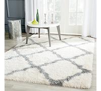 SAFAVIEH Tapis Shag Pour Salon, Salle à manger, Chambre à coucher - Montreal Shag Collection, Tapis à poil long, Ivoire et Gris, 122 X 183 cm