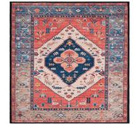 Safavieh Tapis Traditionnel - Lavable en Machine et Antidérapant - Idéal pour Les Zones à Fort Passage - Tucson Collection, Tapis à Poil Court, Rouille et Bleu, 76 x 122 cm
