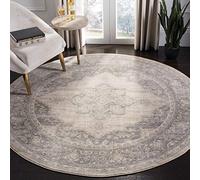 Safavieh Tapis Traditionnel pour Salon, Salle à Manger, Chambre à Coucher - Brentwood Collection, Tapis à Poil Court, Crème et Gris, 90 x 90 cm