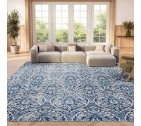 Safavieh Tapis Traditionnel pour Salon, Salle à Manger, Chambre à Coucher - Brentwood Collection, Tapis à Poil Court, Marine et Gris Clair, 183 X 274 cm