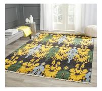 SAFAVIEH Tapis Traditionnel Pour Salon, Salle à manger, Chambre à coucher - Calcutta Ikat Collection, Tapis à poil court, Noir et or, 183 X 274 cm