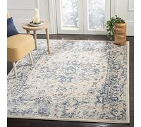 Safavieh Tapis Traditionnel pour Salon, Salle à Manger, Chambre à Coucher - Charleston Collection, Tapis à Poil Court, Ivoire et Bleu, 120 X 180 cm