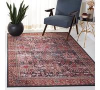 SAFAVIEH Tapis Traditionnel Rug Idéal pour Les Zones à Fort Passage - Lavable en Machine et Antidérapant - Tucson Collection, Tapis à Poil Court, in Rouge et Vert, 91 X 152 cm