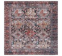 SAFAVIEH Tapis Traditionnel Rug Idéal pour Les Zones à Fort Passage - Lavable en Machine et Antidérapant - Tucson Collection, Tapis à Poil Court, in Bleu Marine et Rouille, 183 X 183 cm