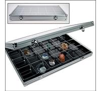Safe 5876 Vitrine de Collection en Aluminium pour minéraux avec Couvercle Transparent | 395 x 295 x 45 mm | Hauteur utile env. 45 mm