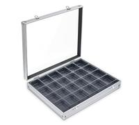 SAFE 5881 Vitrine de collection en aluminium | Casier à 24 compartiments pour minéraux, figurines, pierres, etc. | 395 x 300 x 65 mm | Avec couvercle transparent & fixation murale