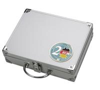 SAFE Mallette numismatique pour 210 pièces de 2 Euros | Coffret en aluminium avec 6 plateaux bleu roi pour monnaies non encapsulées.