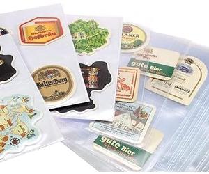 SAFE Pochettes pour sous-bocks A4, 100 feuilles à 4 compartiments | Recharge pour collection brassicole : cases de 150 × 107 mm et film transparent sans plastifiant.