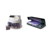 Safescan 1250 - Compteuse et trieuse de pièces de monnaie & 50 Noir - Détecteur de faux billets UV pour la vérification des billets de banque, des cartes de crédit et cartes d'identité