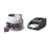 Safescan 1250 - Compteuse et trieuse de pièces de monnaie pour les pièces & 155-S - Détecteur automatique de faux billets qui vérifie les billets dans quatre