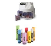 Safescan 1250 EUR compteuse de monnaie - Trieuse monnaie qui trie les pièces par dénomination - Monnayeur pour un comptage continu des pièces + Safescan CR-80 EUR - Rouleaux En Papier