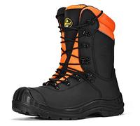 SAFETOE Bottes de protection contre les coupures de tronçonneuse classe 1 avec embout en acier véritable de vache, semelles intérieures en mousse à mémoire de forme, coupe sur bois