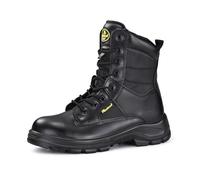 SAFETOE Bottes militaires 9438WR avec bout en acier pour homme, en cuir imperméable, antidérapant, antistatique, fermeture éclair latérale, Noir imperméable, 43 EU