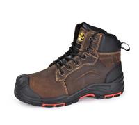 SAFETOE M-8552 S7 SR Bottes de sécurité imperméables en cuir composite antistatique pour homme, Marron S7, 43 EU