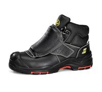 SAFETOE Soudage Bottes de Travail -M-8387 S3 ESD en Cuir de Vachette Chaussures de sécurité Soudeur 300 ℃ Étincelles de Chaleur Résistant Point et Pointe Protection de la Pointe Semelle en Caoutchouc