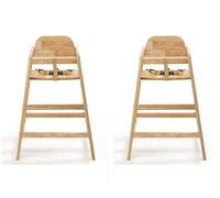 Safetots Lot de 2 Chaises Hautes en Bois Facilement Empilables, pour Bébés et Tout-Petits, Idéales pour Maison ou Restaurant, Gain de Place, Couleur Bois Naturel