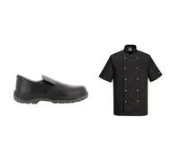 SAFETY JOGGER S3 Chaussures de Sécurité Hommes avec Embout en Acier 43 EU - X0600 & Portwest C733 Veste de Chef Moderne Légère à Manches Courtes Cumbria Noire, M