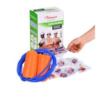 SAFEYEAR Lot de 100 paires de bouchons d'oreille en mousse PU souple avec ficelle, suppression du bruit 38 dB SNR, rebond lent, réduction du bruit, bouchons d'oreilles de sécurité pour le sommeil,