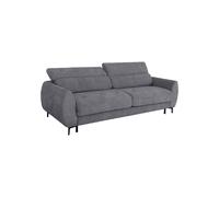 Canapé convertible express - 2 / 3 places - SAFIA - Tissu gauffré - Gris souris - Matelas 15 cm - 206 x 105 x 76/94 cm - DUNLOPILLO