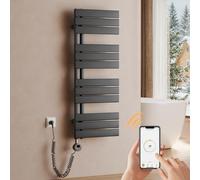 S'AFIELINA 1041 x 400 mm, sèche-serviettes électrique, radiateur de salle de bains électrique avec thermostat, Wi-Fi, minuterie programmable, écran LCD, 400 W, anthracite