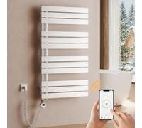 S'AFIELINA 1041x600 mm Radiateur électrique pour salle de bain Sèche-serviettes avec minuterie Thermostat électrique, chauffe-serviettes avec résistance, blanc 600Watts