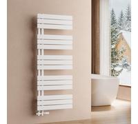 S'AFIELINA 1320x500mm Radiateur de Salle de Bain – Sèche-Serviettes Acier Faible Carbone avec Revêtement Antirouille, Panneau Plat Design, Blanc, 661W