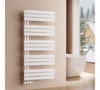 S'AFIELINA 1320x600mm Radiateur de Salle de Bain – Sèche-Serviettes Acier Faible Carbone avec Revêtement Antirouille, Panneau Plat Design, Blanc, 798W
